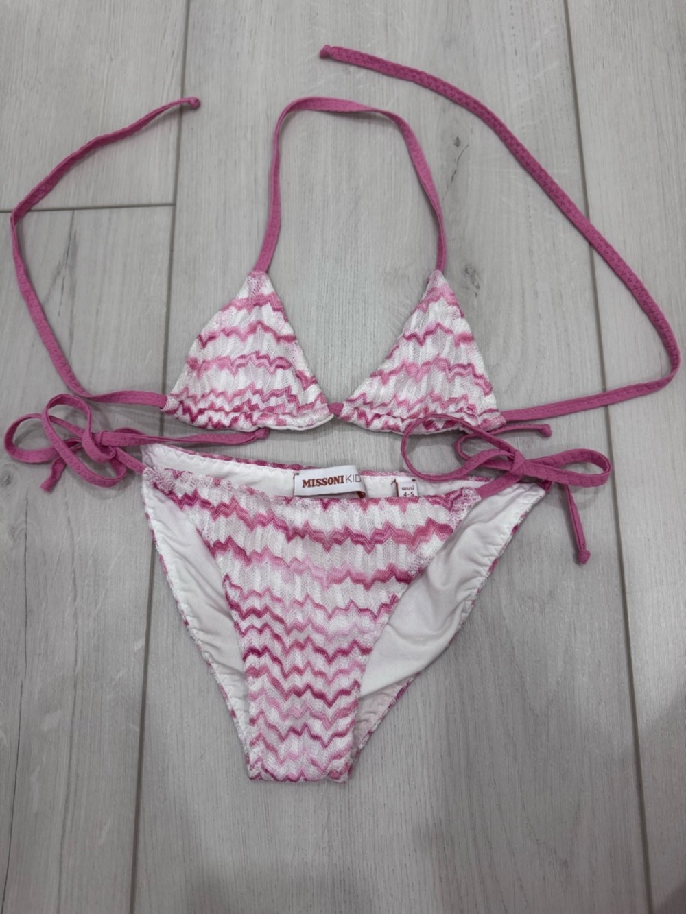 Missoni Kids Pink and White Zigzag Bikini